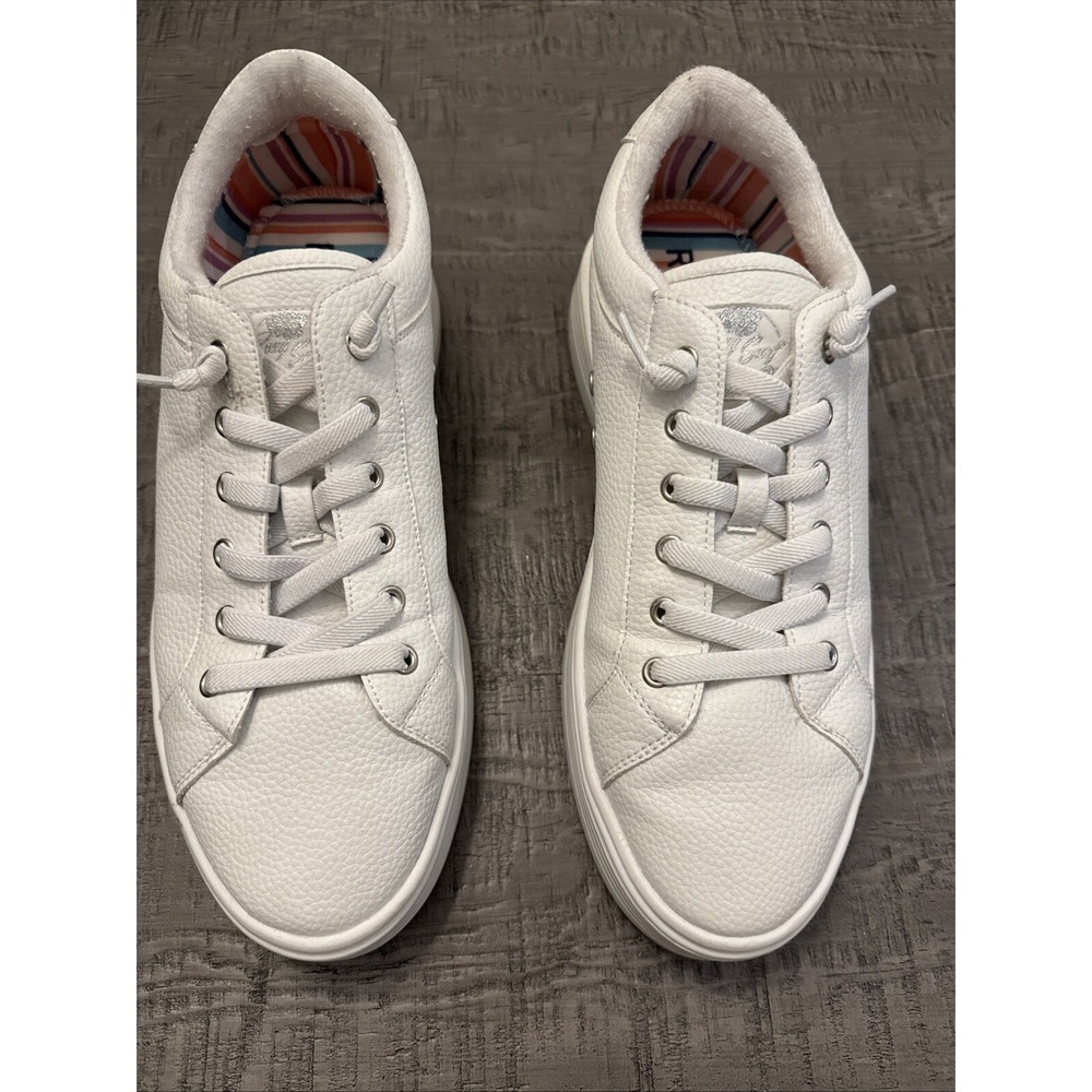 Roxy Women's White Leather Lace‎ Up Fashion Sneakers Platform Sole SZ 11